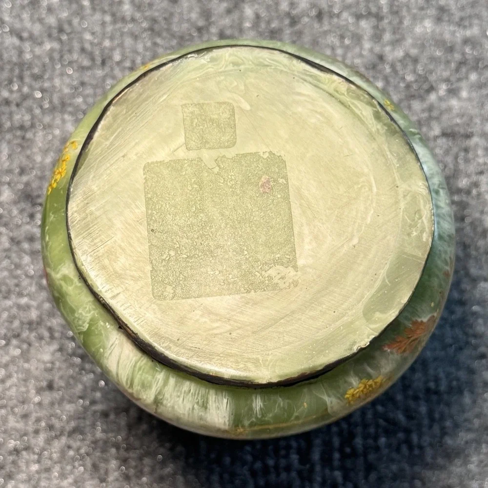 VTG‎ MCM Lucite Marbled Green 60s Pressed Flowers ToothbrushSoap Trinket Vanity
